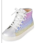 NWT Girls Rainbow Sequin Hi Top Sneakers Shoes Size 3 - $17.81 CAD