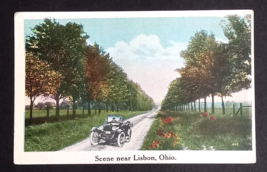 Scene near Lisbon Ohio Scenic Street View Old Car Dirt Road OH Postcard c1920s - £7.85 GBP