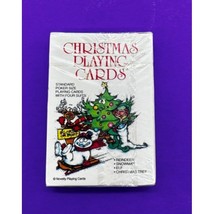 Novelty Christmas Playing Cards Frosty The Snowman Reindeer Elf Tree Poker 1986 - £8.84 GBP