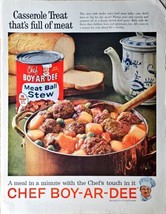 Chef boy Ar Dee Meat Ball Stew Canned 1962 vintage print ad - €8,44 EUR