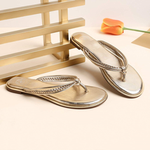 Camel Crown Metallic Braided T-Strap Thong Flat Sandals~Silver~Sz 7.5~BRAND New - $47.24
