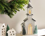 Illuminated Wooden Church w/ Bottlebrush Trees by Valerie in White - $193.99