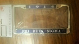 Phi Beta Sigma Fraternity License Plate Frame Silver Frame Car/Truck 1914 - £19.55 GBP