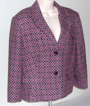 WORTHINGTON Multi-Color Purple Button Down Pea coat Blazer Geometric pattern 16 - £11.87 GBP