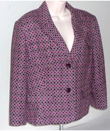 WORTHINGTON Multi-Color Purple Button Down Pea coat Blazer Geometric pat... - $21.29 CAD