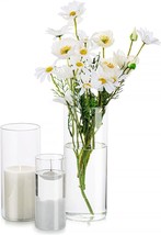Cylinder Vases, Hurricane Candle Holder Clear 3Pcs.Set Different Sizes, Glass - £26.36 GBP
