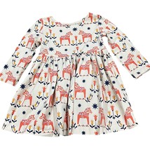 Hanna Andersson Toddler Girls Long Sleeve Dress 2T Dala Horse &amp; Floral P... - £13.77 GBP