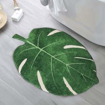 Area Rugs 2&#39;X3&#39; Leaves Velveteen Green Bath Mat Non-Slip Soft Bathroom R... - $42.99