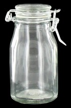 1 Clear Glass 4 1/2&quot; MILK BOTTLE JAR FLIP LID bail top wire Clamp LiGhTn... - $22.11