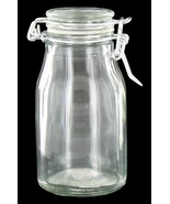 1 Clear Glass 4 1/2&quot; MILK BOTTLE JAR FLIP LID bail top wire Clamp LiGhTn... - $22.11