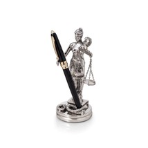 Bey Berk Antique Silver Plated Lady Justice Pen Holder - $69.95