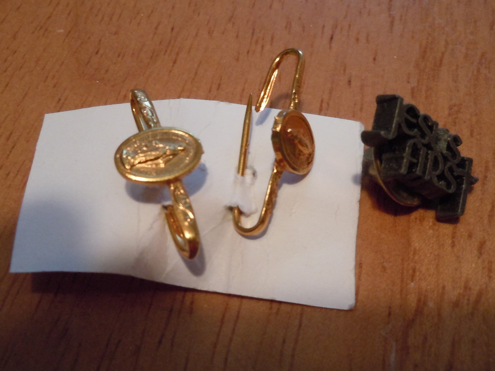 Vintage 2 Cathloic Pins &amp; Jesus First Pin - $4.99