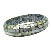 Tropical and Exotic Inlaid Sea Shell Mosaic Bangle Bracelet - £8.54 GBP
