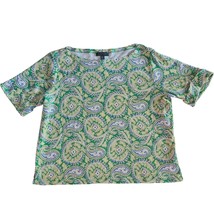 3X Lauren Ralph Lauren Green Yellow Paisley Cotton Knit Top - £17.91 GBP