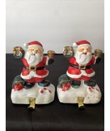 Christmas Santa Claus Stocking Holder Hangers Set Of 2 NEW - $8.59