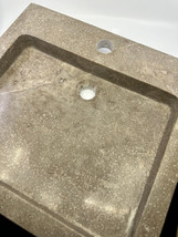 Square Polished Travertine Vessel Sink - Beige Travertine - £211.06 GBP