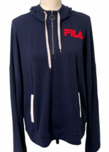 Fila Womens Quarter Zip Hoodie Sweatshirt Size L Blue Long Sleeve  - £7.83 GBP