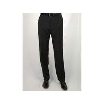 Men's MANTONI Pleated Dress Pants 100% Wool Super 140's Classic Fit  40901 Black image 6