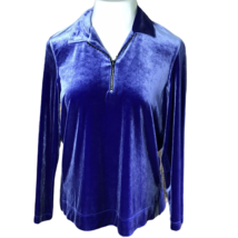 Koret Vintage Velour Collared Pullover Shirt ~ Sz S ~ Purple ~ Long Sleeve - £10.78 GBP