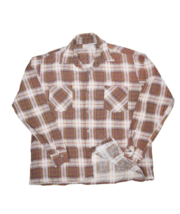 Vintage Flannel Shirt Mens L Brown Plaid 80s Royal Choice Grunge Button Up - £14.99 GBP