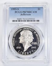 1993-S- Jefferson Commemorative- Silver Dollar- PCGS- PR70 DCAM - £187.74 GBP