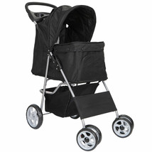 Pet Dog Stroller Travel Carriage w/Foldable Carrier Cart &amp;Cup Holder 4-W... - £67.61 GBP