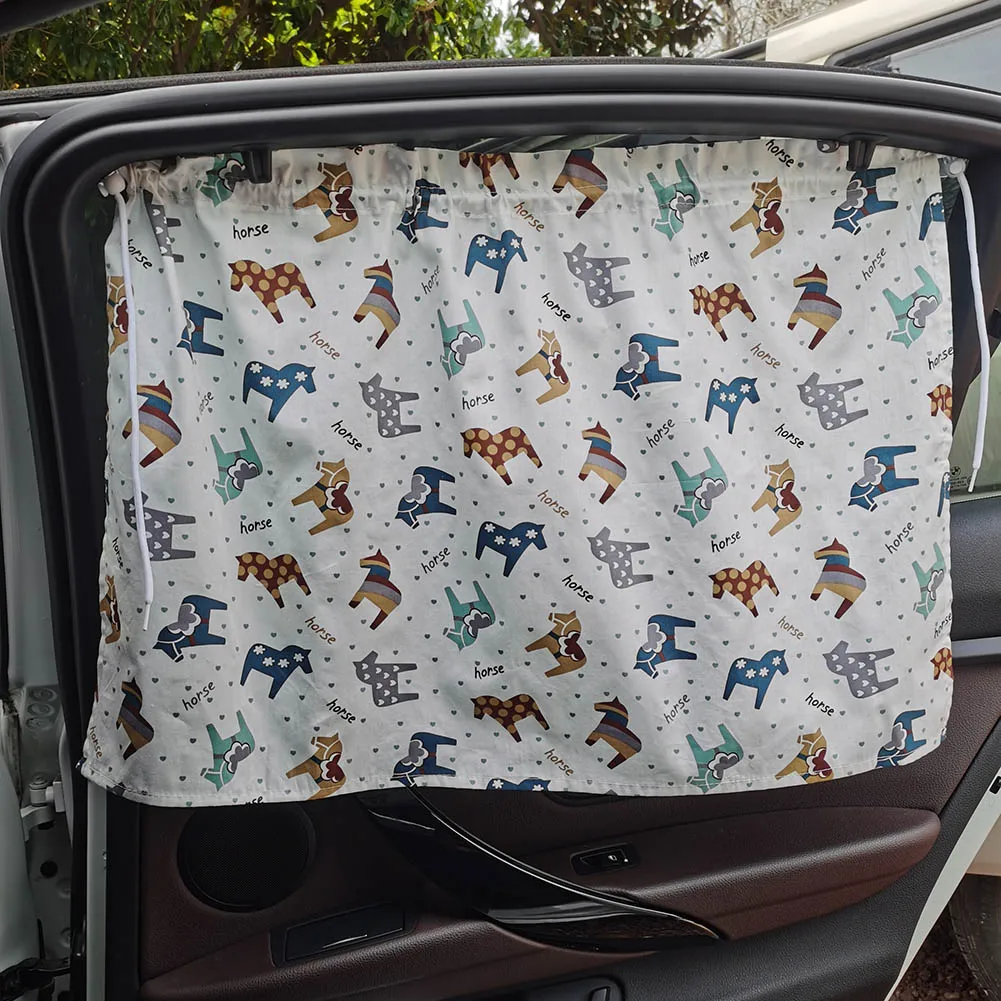 Suction Cup Curtain UV Protection Cute Cotton Baby Car Window Sunshade Cover - £8.50 GBP+
