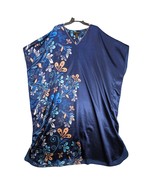 Up2date Fashion Navy Satin Kaftan Maxi Dress One Size Whimsical Floral V... - €22,25 EUR