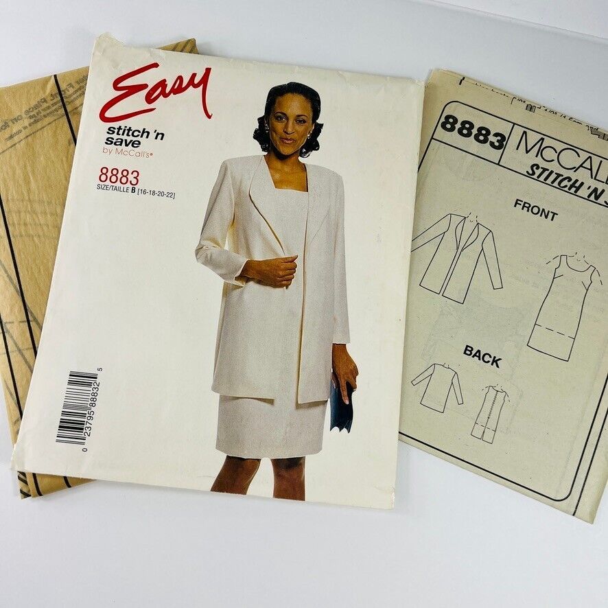 Vintage McCalls Sewing Pattern Jacket Dress Sz 16 18 20 22 Suit 8883 FF - £11.73 GBP