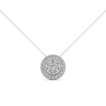 Sold 10K White Gold 0.5Ct  Diamond Cluster Halo Necklace - £334.68 GBP