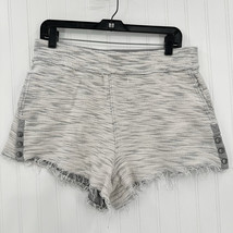 Free People Movement Shorts Womens Large Gray Cut Off Cotton Short Snaps Fringe - £17.78 GBP