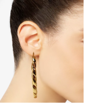 Inc Gold-Tone Large Chain-Link Hoop Earrings 3inches - £12.67 GBP