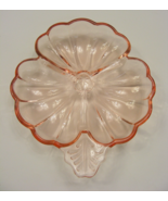 Vintage Depression Pink Glass Scalloped 3 part Candy Nut Bowl 13-b - $608.52 MXN