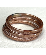 Solid Copper 3 Pc Stacking Hammer Minimalist Healing Ring, Handmade, Unisex - $18.44+