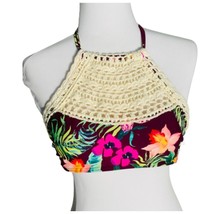 Boho High Neck Crotchet Floral Swim Suit Bikini Top - £18.15 GBP