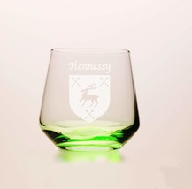 Hennessy Irish Coat of Arms Green Tumbler Glasses - Set of 4 (Sand Etched) - £55.75 GBP