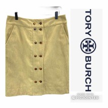 Tory Burch Linen Skirt Tan 4 Button Front Straight Pencil Knee Length De... - £43.26 GBP