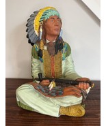 Native American Indian Chief Statue Vintage Peace Tribal Colorful Figuri... - $54.43