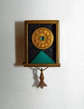 Vtg.-New Handmade/Signed Simulated Small Clock w/Emerald/Agate Stones Pi... - £43.96 GBP