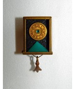 Vtg.-New Handmade/Signed Simulated Small Clock w/Emerald/Agate Stones Pi... - £43.58 GBP