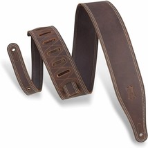 Levy&#39;s - M17BDS-DBR - Double Stitch 2.5&quot; Wide Leather Guitar Strap - Dark Brown - £47.86 GBP