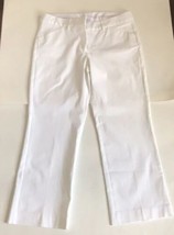 Express Editor Womens Stretch White Capri Pants Sz 6 Flat front  - £27.41 GBP