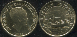Denmark. 20 Kroner. 2011 (Coin KM#941. Unc) The Hjejlen, a paddle steamer - £9.32 GBP