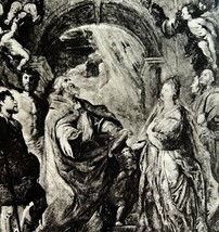 Rubens Saints Gregory And Domitilla Print 1939 Gray Tone Religious Art D... - $24.99
