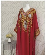 Islamic Dress Kaftan Abaya Dubai Stylish Farasha Long Moroccan Hand Work... - $90.00