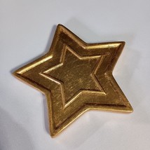 Gold Star T-Light Candle Base Holder 5 Point Ceramic 6&quot; Diameter Whimsic... - $14.36