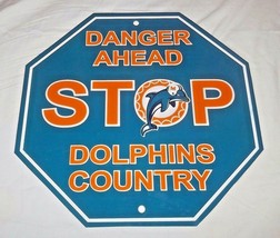 NFL Miami Dolphins w/Old Logo Stop Sign 12&quot;x12&quot; Styrene Plastic by Fremo... - £11.37 GBP