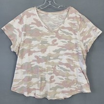 Old Navy Women Shirt Size XXL Juniors Cream Camo Classic Short Sleeve V-... - $11.70