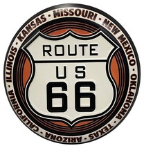 Route 66 Round Embossed Metal Button Sign Sign for Man Cave or Garage - £11.74 GBP