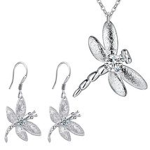 925 Color Silver Charms jewelry set necklace earring dragonfly wedding lady wome - £14.86 GBP